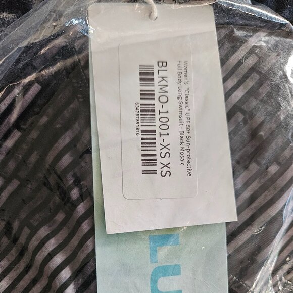 Women's "Classic" UPF 50+ Sun-protective Full Body Long Swimsuit - Black Mosaic - Picture 9 of 10